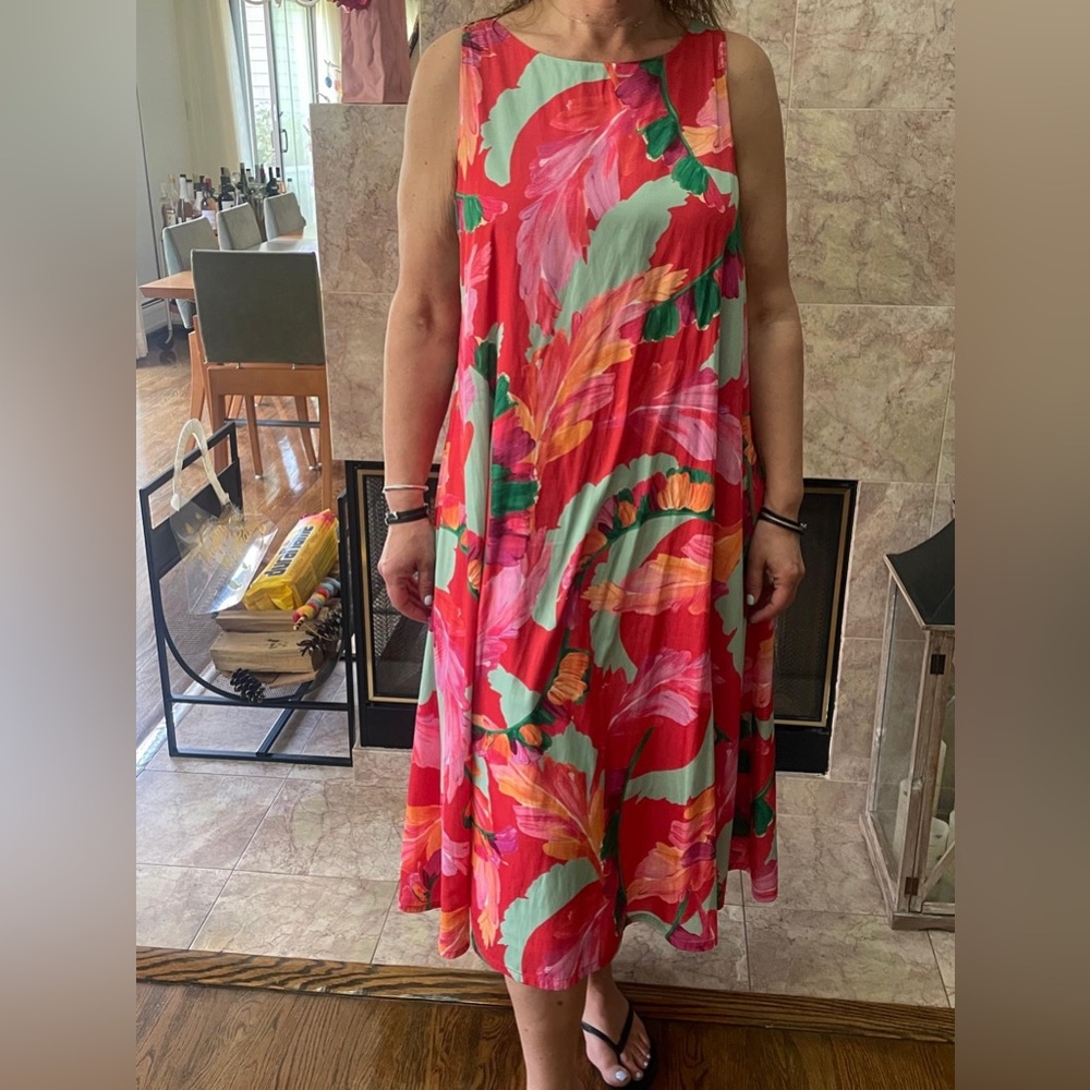 Chico's Pink Halter Sundress Midi Resort Wear
